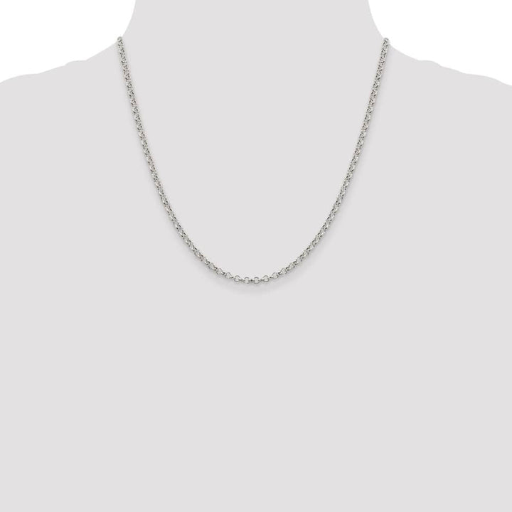 Sterling Silver 3mm Semi-solid Rolo Chain Size 20
