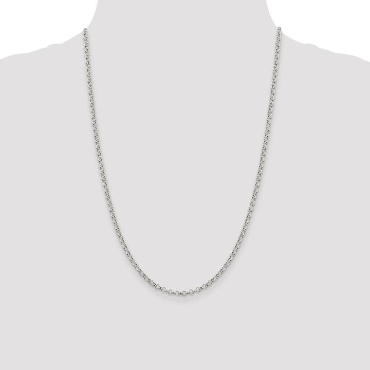 Sterling Silver 3mm Semi-solid Rolo Chain Size 24