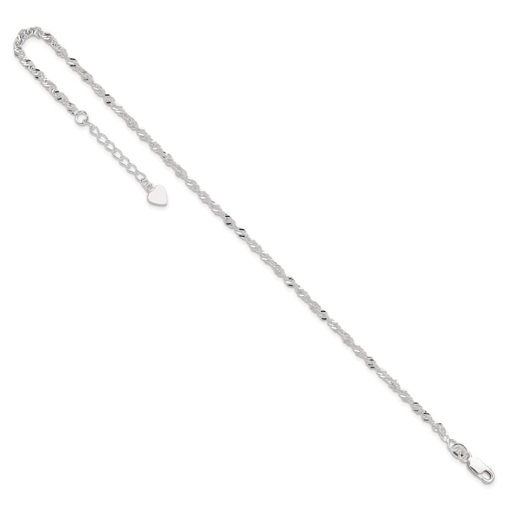 Sterling Silver 3mm Singapore Anklet