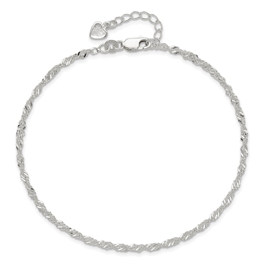 Sterling Silver 3mm Singapore Anklet