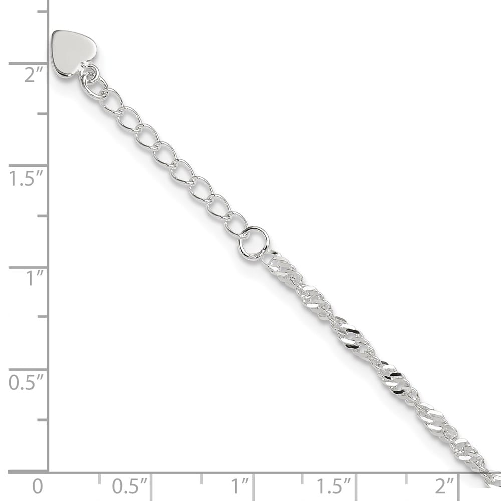 Sterling Silver 3mm Singapore Anklet