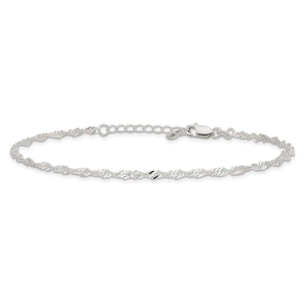 Sterling Silver 3mm Singapore Anklet