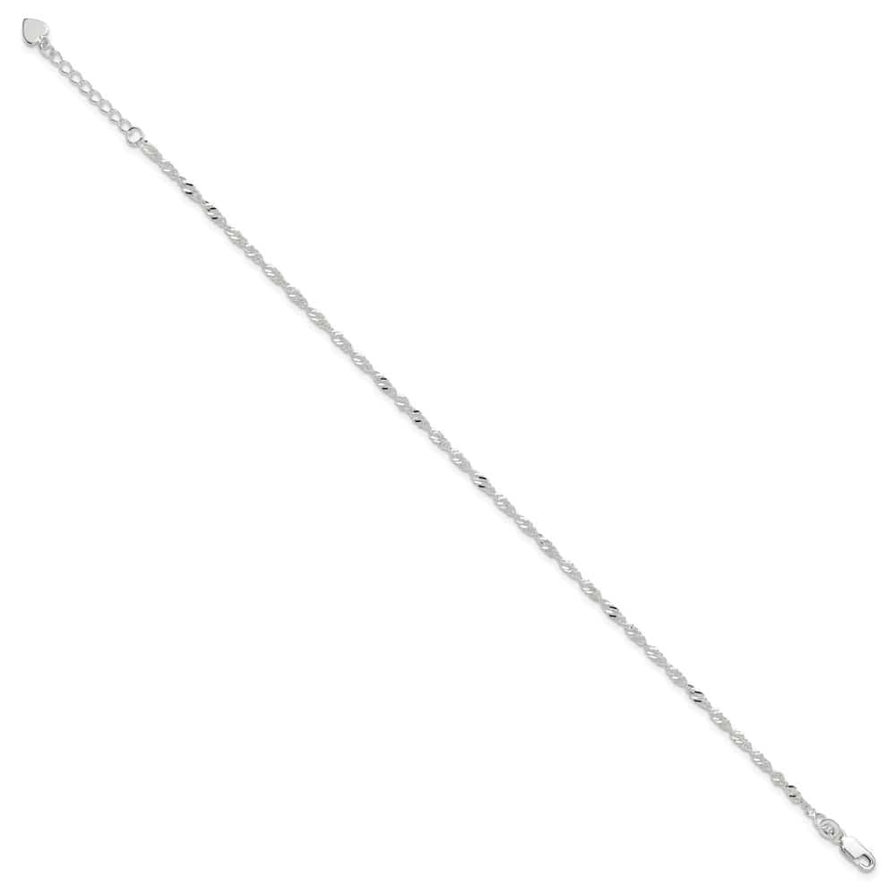 Sterling Silver 3mm Singapore Anklet