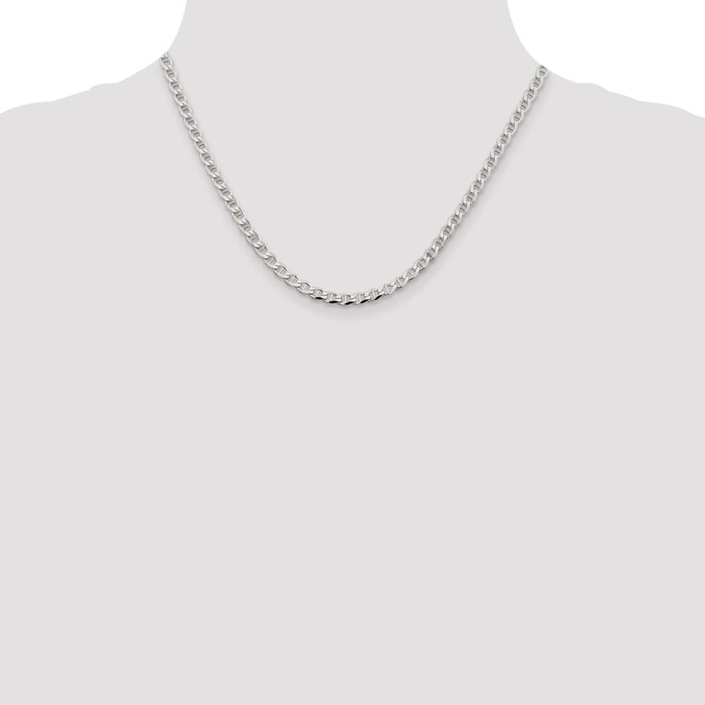 Sterling Silver 4.0mm D.C. Flat Anchor Curb Chain Size 18