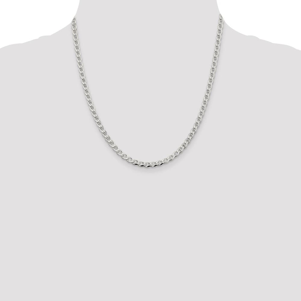 Sterling Silver 4.0mm D.C. Flat Anchor Curb Chain Size 20