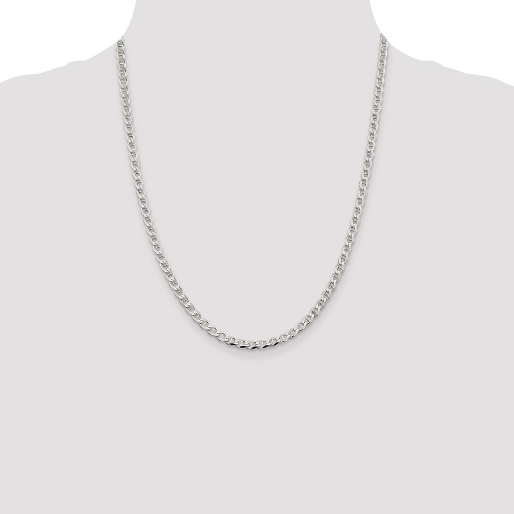 Sterling Silver 4.0mm D.C. Flat Anchor Curb Chain Size 22