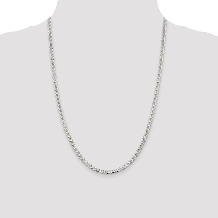 Sterling Silver 4.0mm D.C. Flat Anchor Curb Chain Size 24