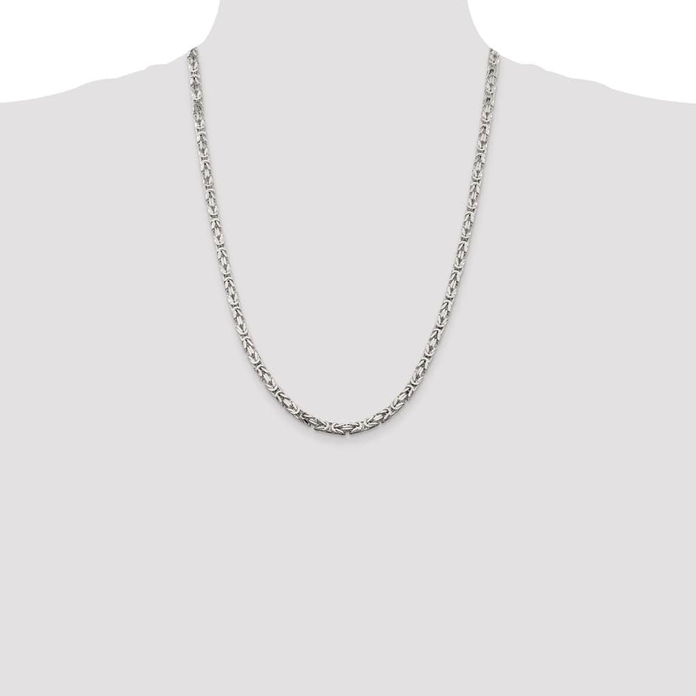 Sterling Silver 4.25mm Byzantine Chain Size 24