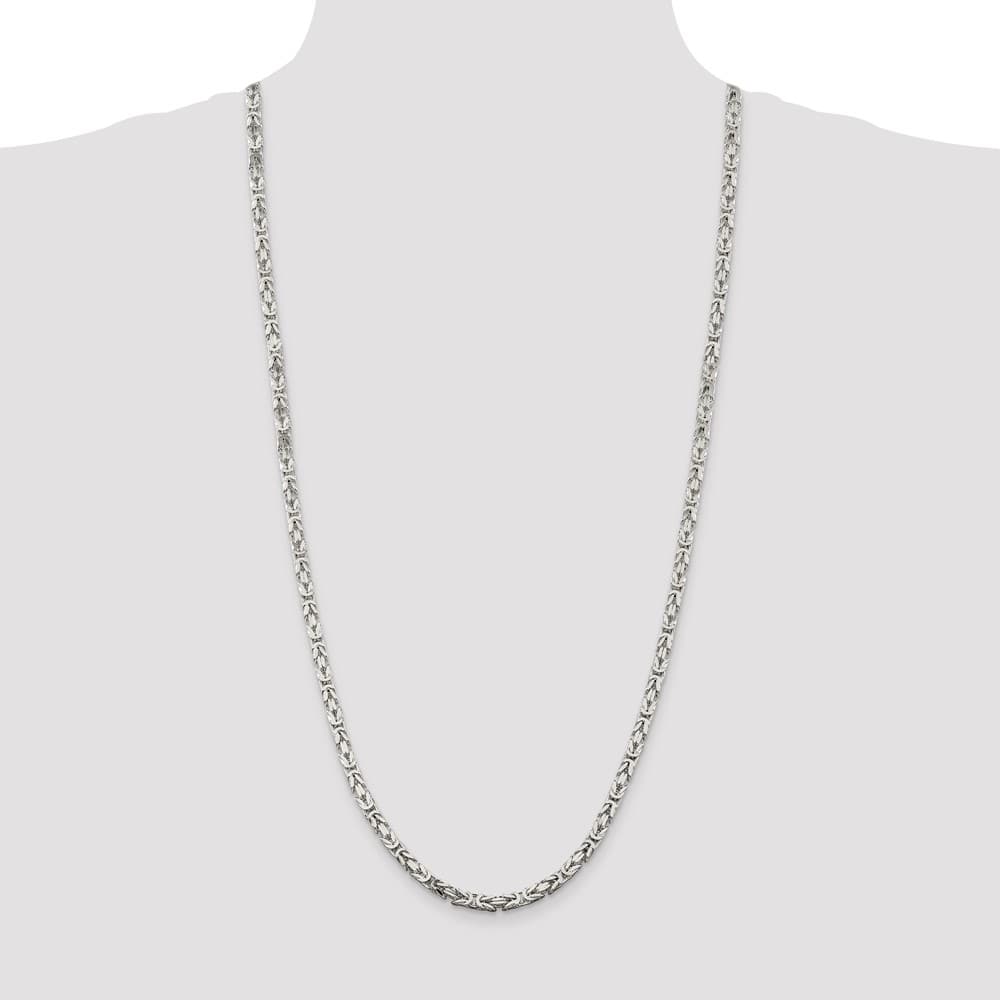 Sterling Silver 4.25mm Byzantine Chain Size 30