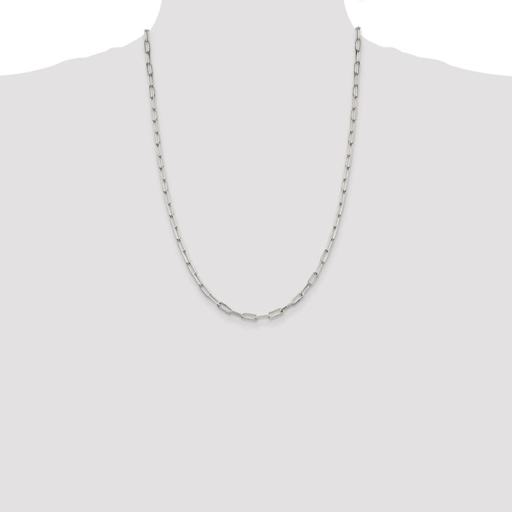 Sterling Silver 4.25mm Elongated Open Link Chain Size 24