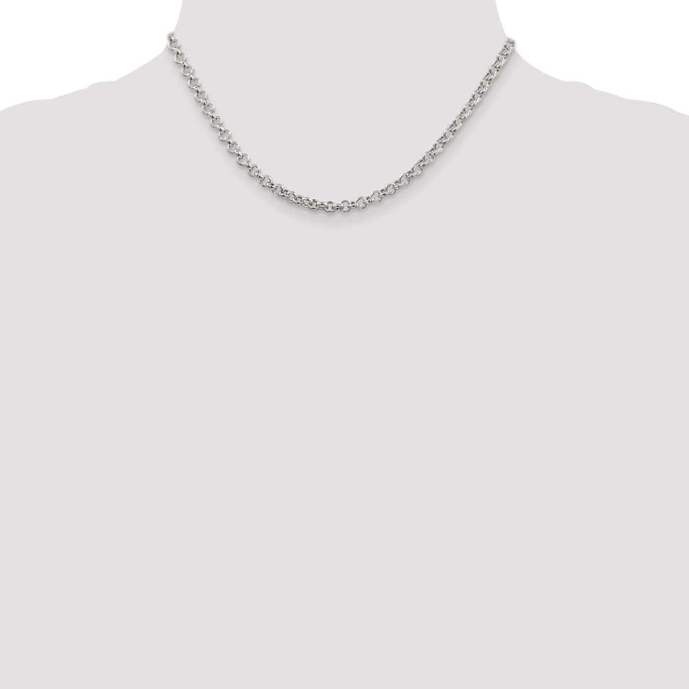 Sterling Silver 4.25mm Semi-solid Rolo Chain Size 16