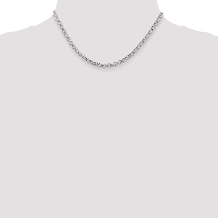 Sterling Silver 4.25mm Semi-solid Rolo Chain Size 16