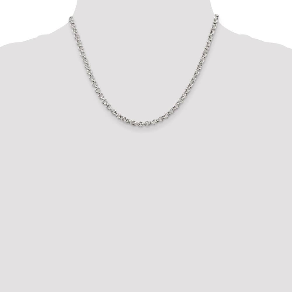 Sterling Silver 4.25mm Semi-solid Rolo Chain Size 18