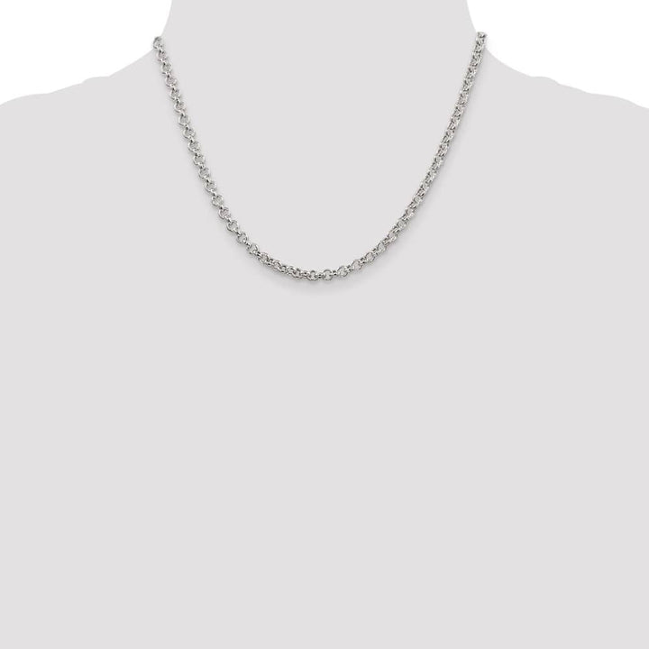 Sterling Silver 4.25mm Semi-solid Rolo Chain Size 18
