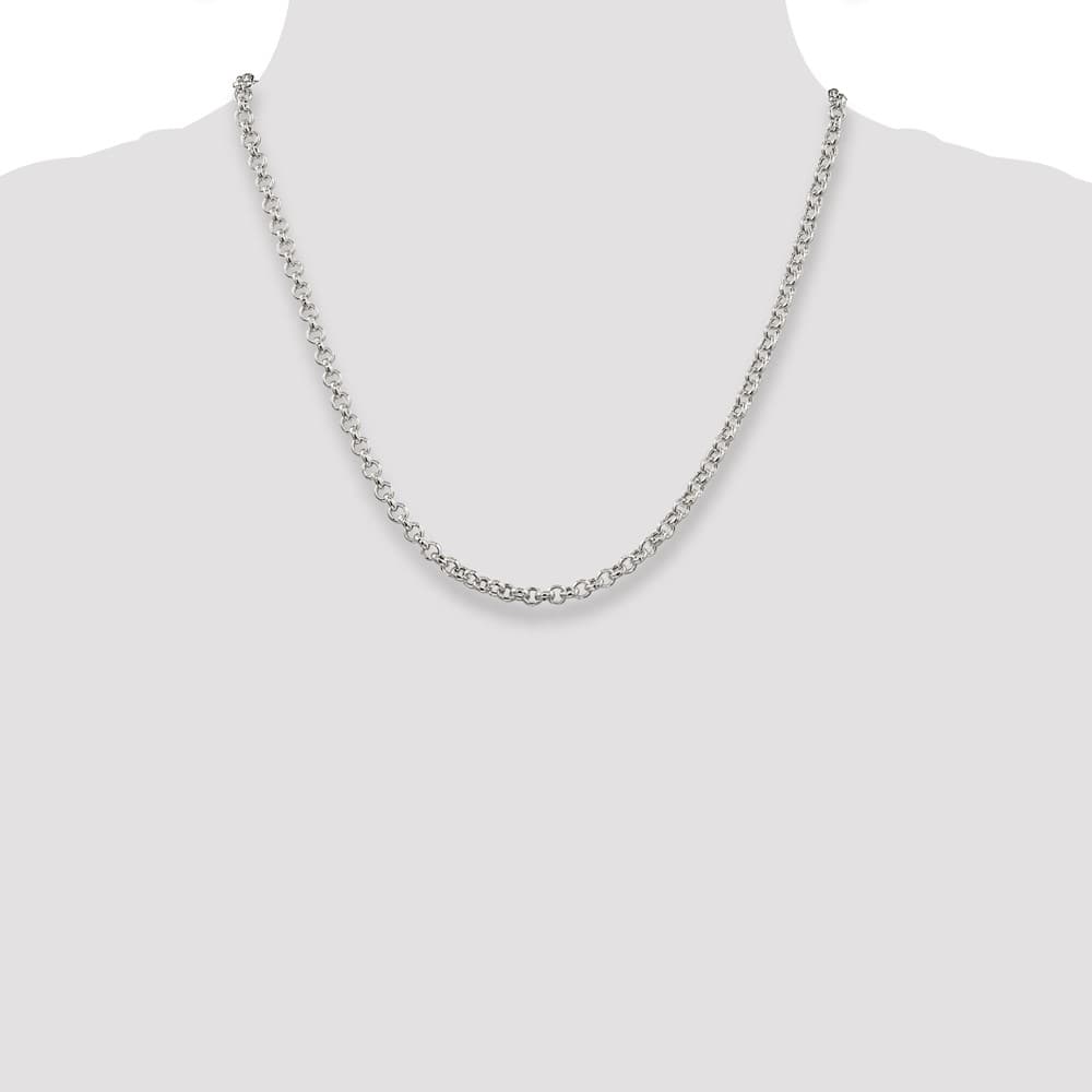 Sterling Silver 4.25mm Semi-solid Rolo Chain Size 20