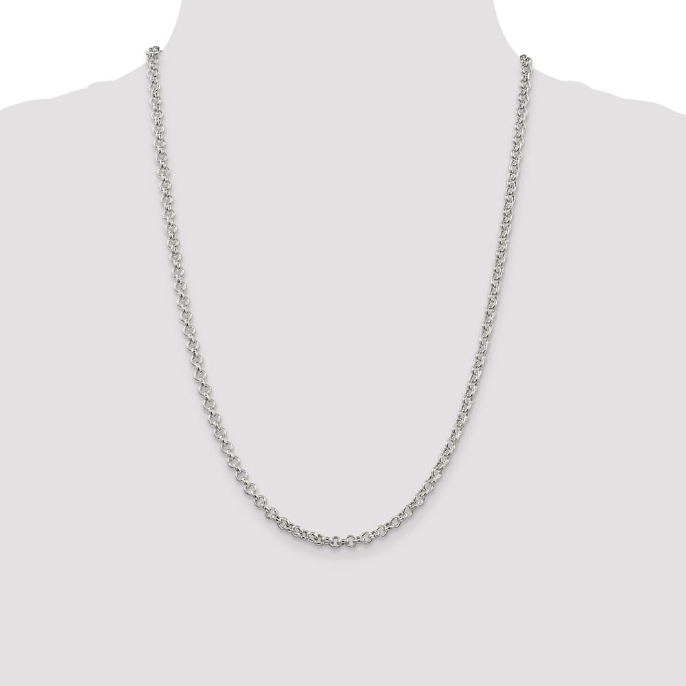 Sterling Silver 4.25mm Semi-solid Rolo Chain Size 24