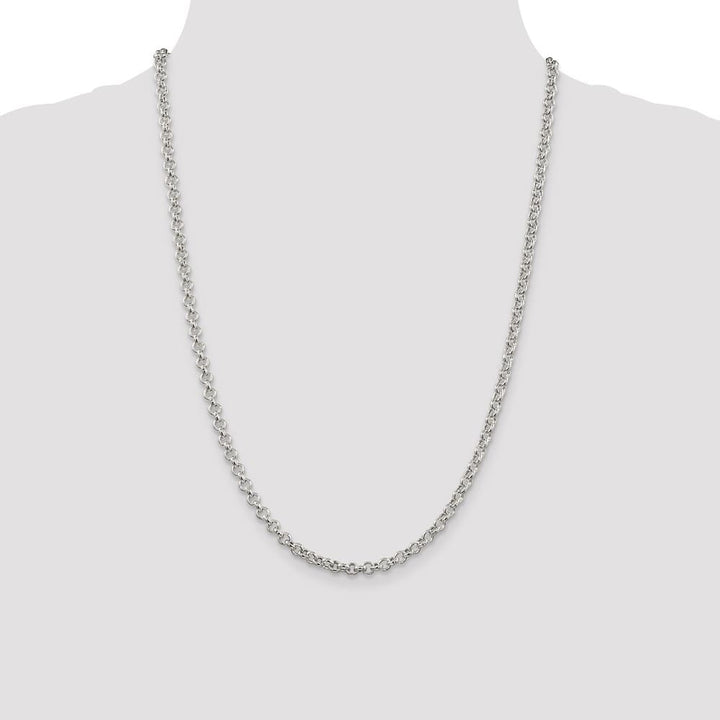 Sterling Silver 4.25mm Semi-solid Rolo Chain Size 24