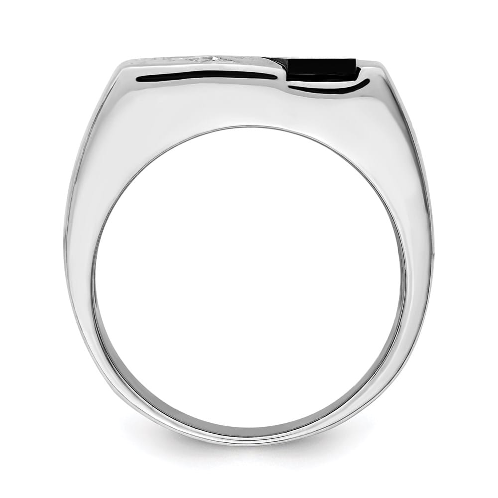 Sterling Silver 4.35 mm CZ and Onyx Men's Ring