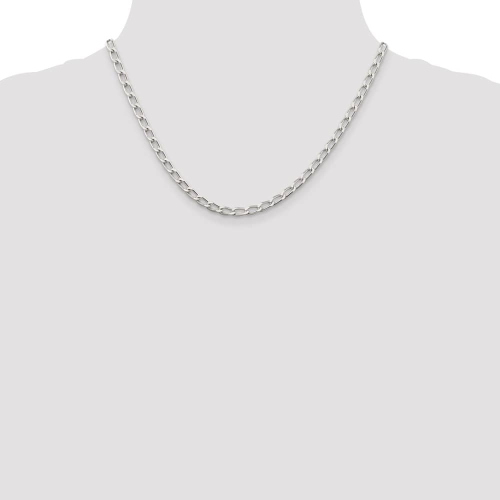 Sterling Silver 4.3mm Open Elongated Link Chain Size 18