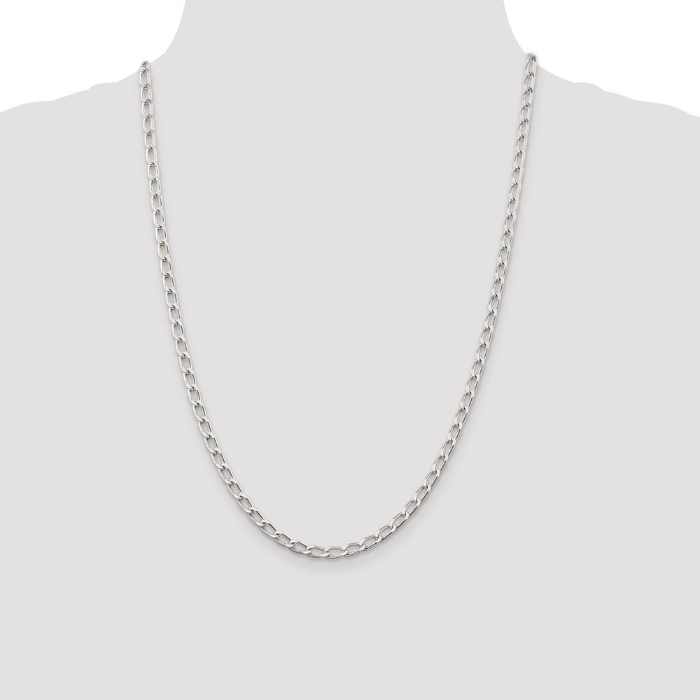 Sterling Silver 4.3mm Open Elongated Link Chain Size 24