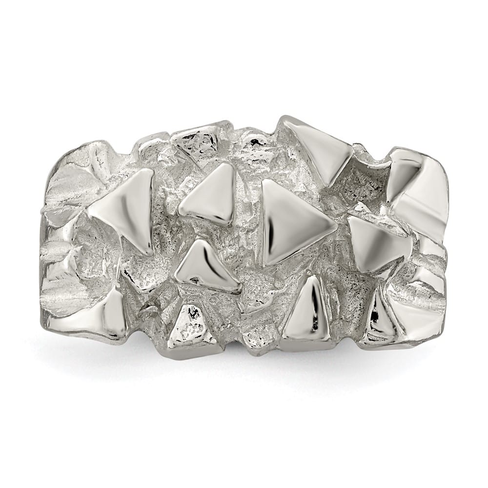 Sterling Silver 4.5 mm 7.20 g Nugget Men's Ring