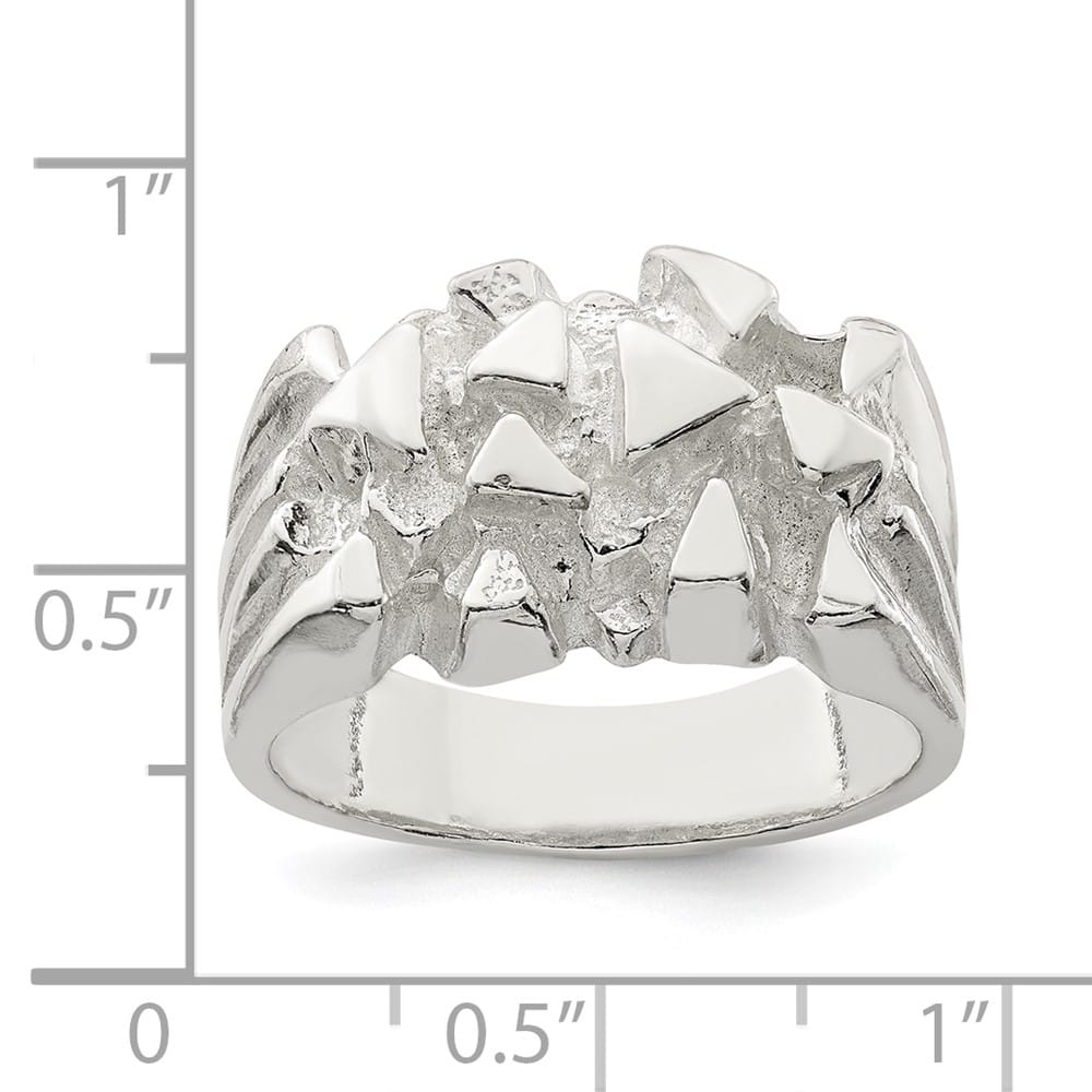 Sterling Silver 4.5 mm 7.20 g Nugget Men's Ring