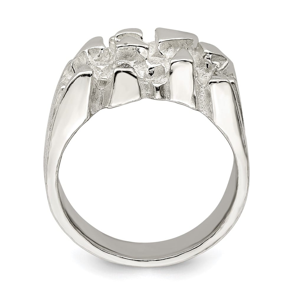 Sterling Silver 4.5 mm 7.20 g Nugget Men's Ring
