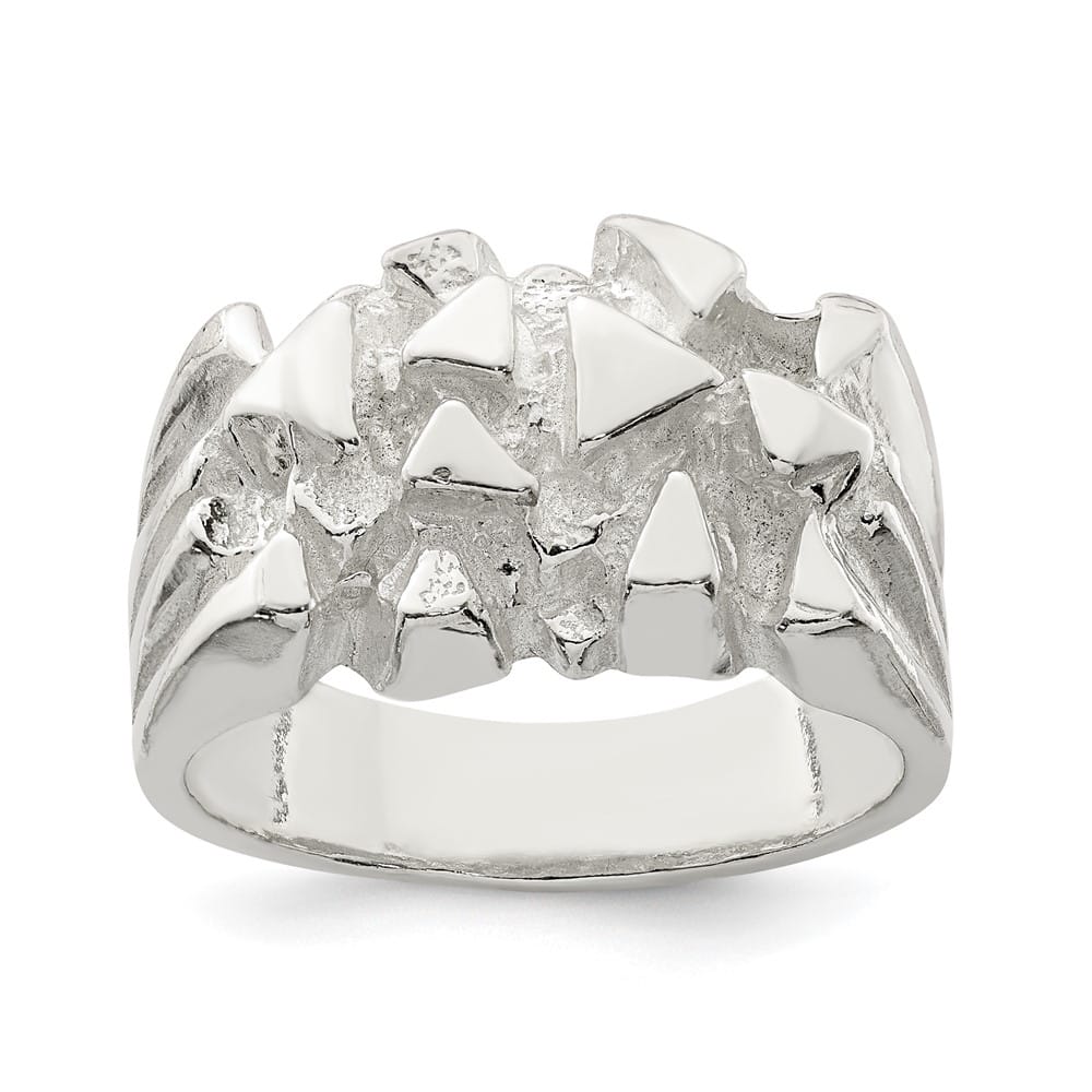 Sterling Silver 4.5 mm 7.20 g Nugget Men's Ring