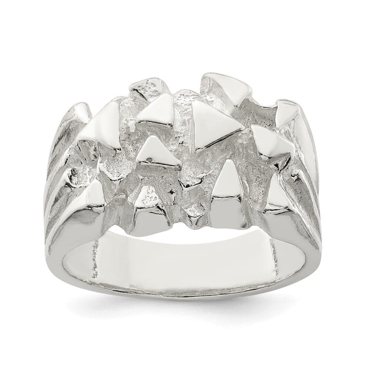 Sterling Silver 4.5 mm 7.20 g Nugget Men's Ring