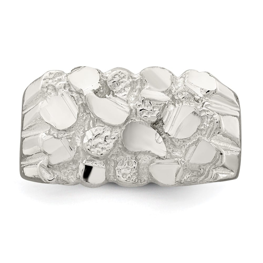 Sterling Silver 4.5 mm 8.55 g Nugget Men's Ring