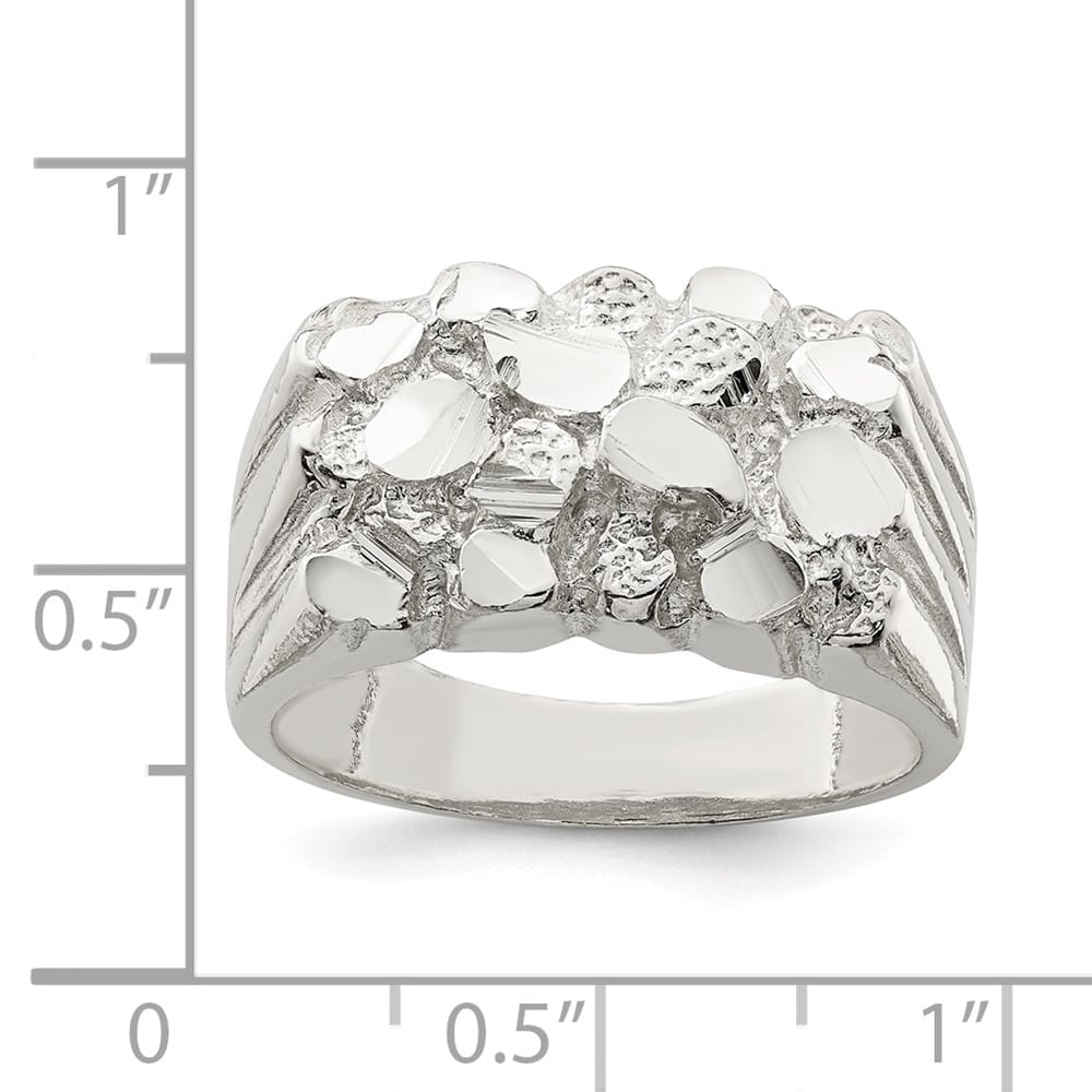 Sterling Silver 4.5 mm 8.55 g Nugget Men's Ring
