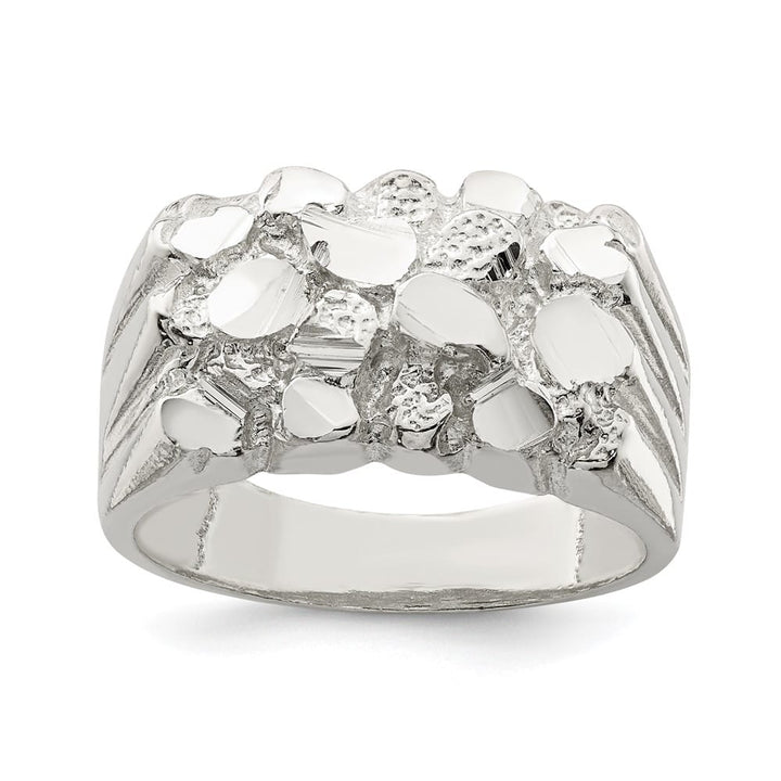 Sterling Silver 4.5 mm 8.55 g Nugget Men's Ring