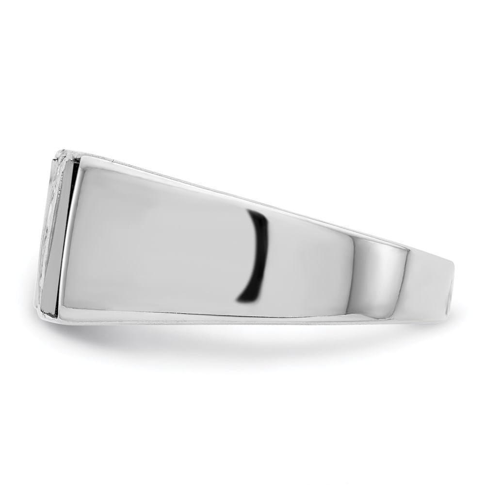 Sterling Silver 4.5 mm CZ and Onyx Men's Ring