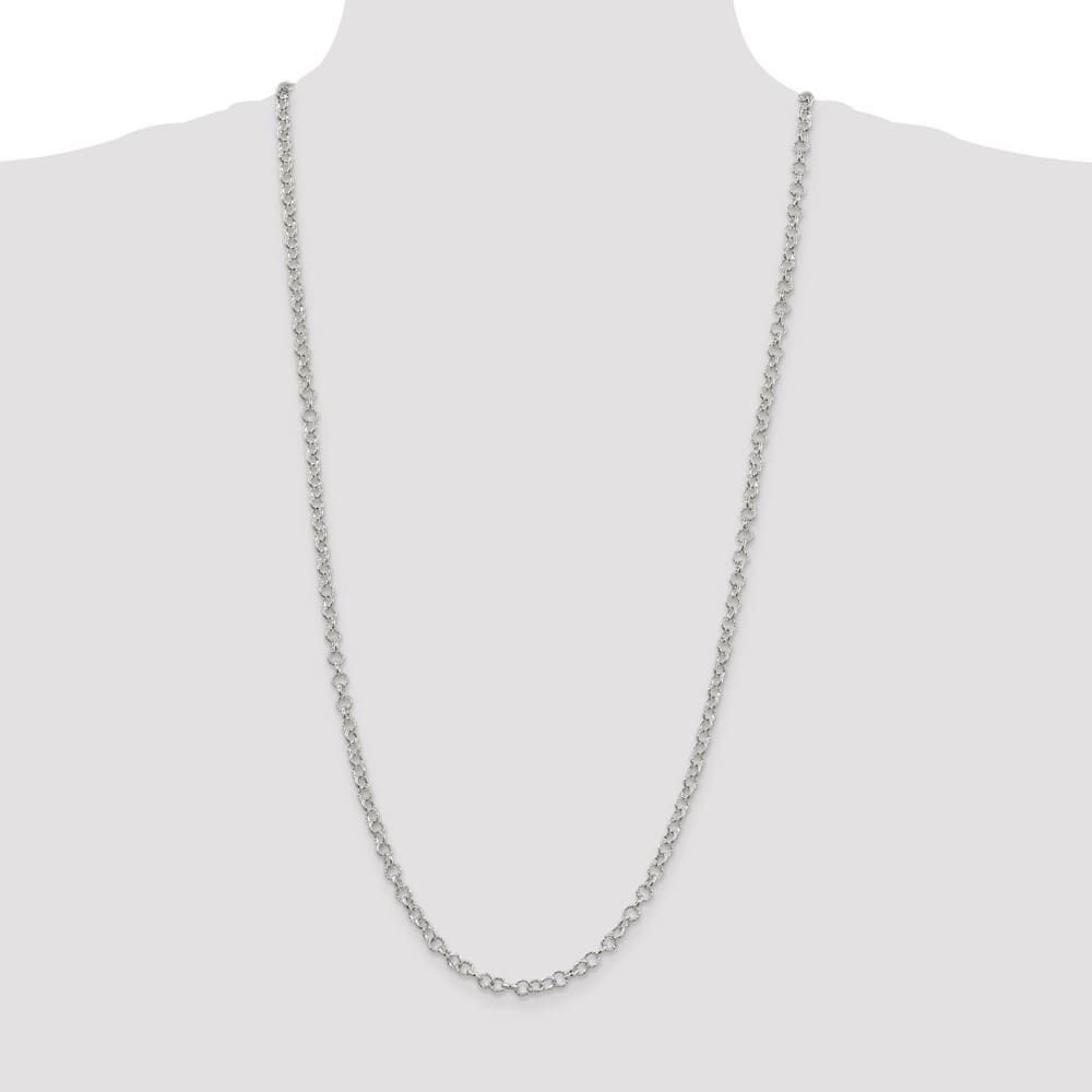 Sterling Silver 4.55mm Fancy Patterned Rolo Chain Size 30