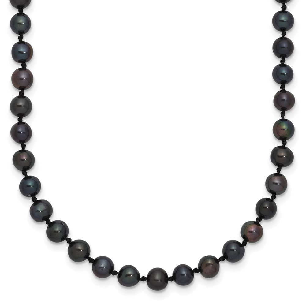 Sterling Silver 4-5mm Black Near-Round Cultured Pearl 18 inch Necklace