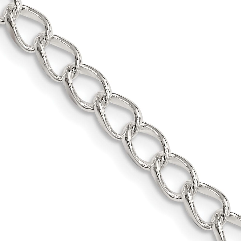 Sterling Silver 4.5mm Half round Wire Open Curb Chain