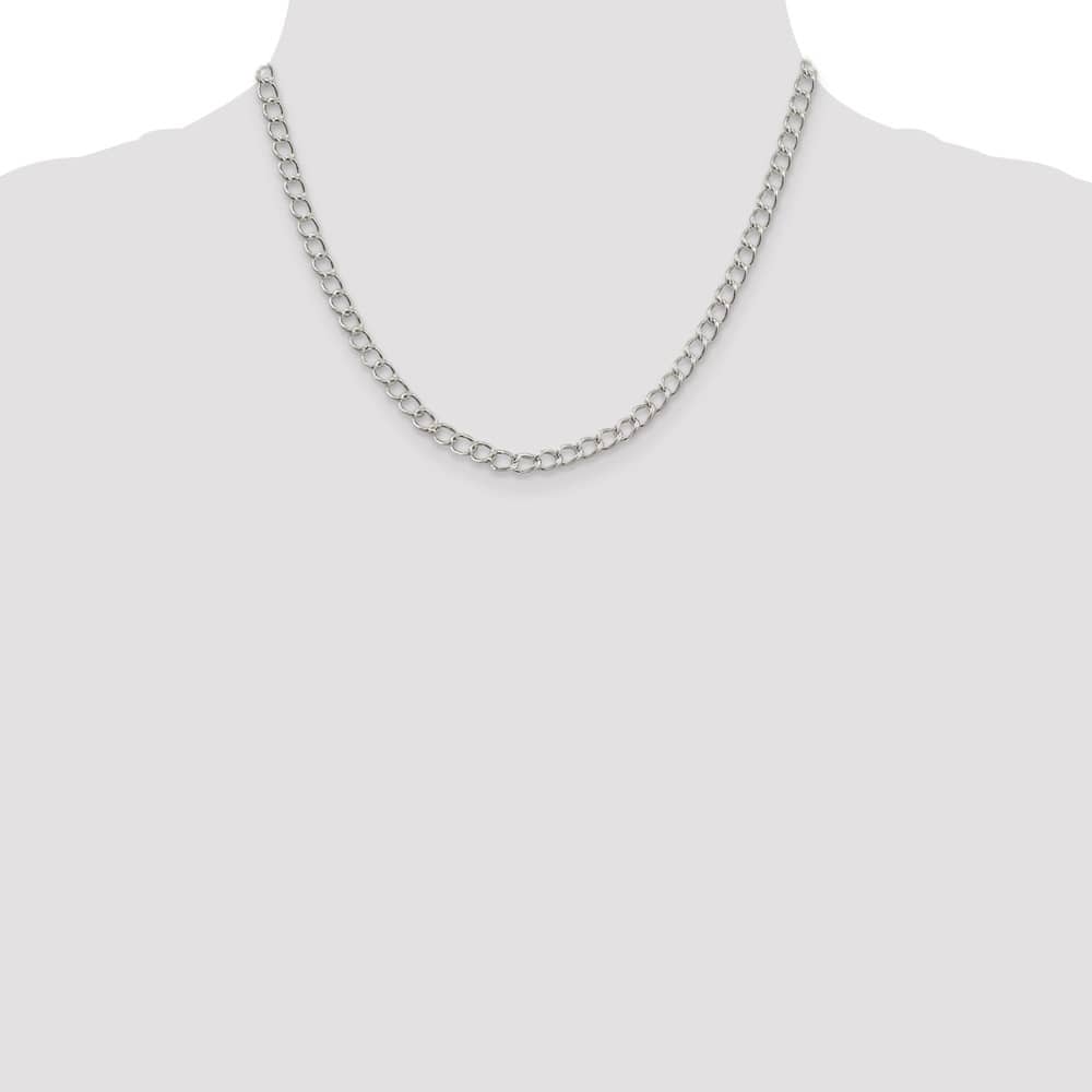 Sterling Silver 4.5mm Half round Wire Open Curb Chain Size 18