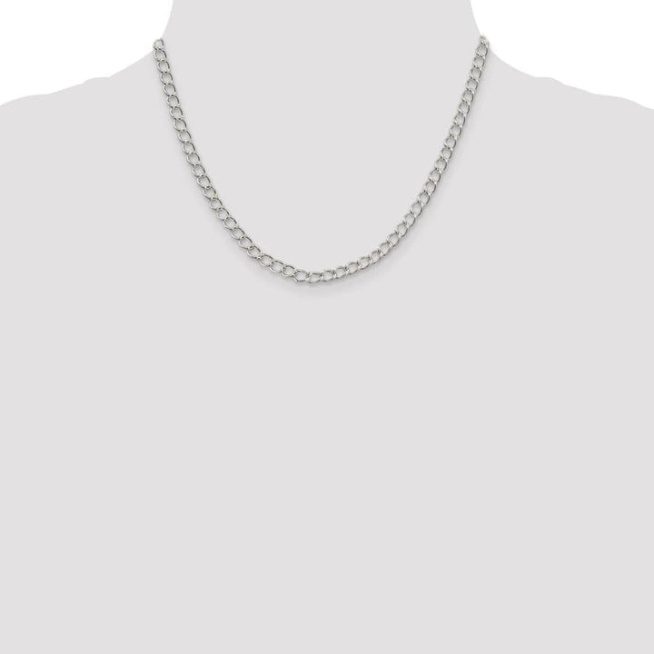 Sterling Silver 4.5mm Half round Wire Open Curb Chain Size 18