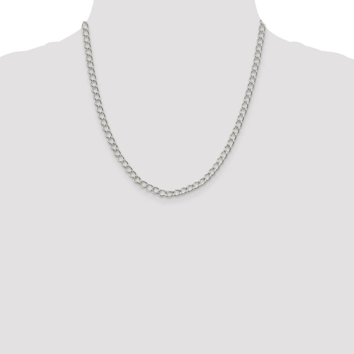 Sterling Silver 4.5mm Half round Wire Open Curb Chain Size 20