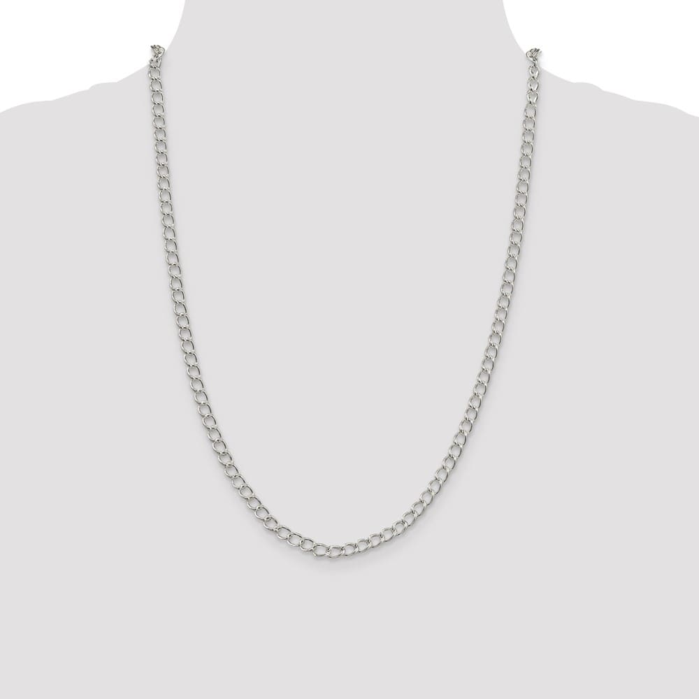 Sterling Silver 4.5mm Half round Wire Open Curb Chain Size 24