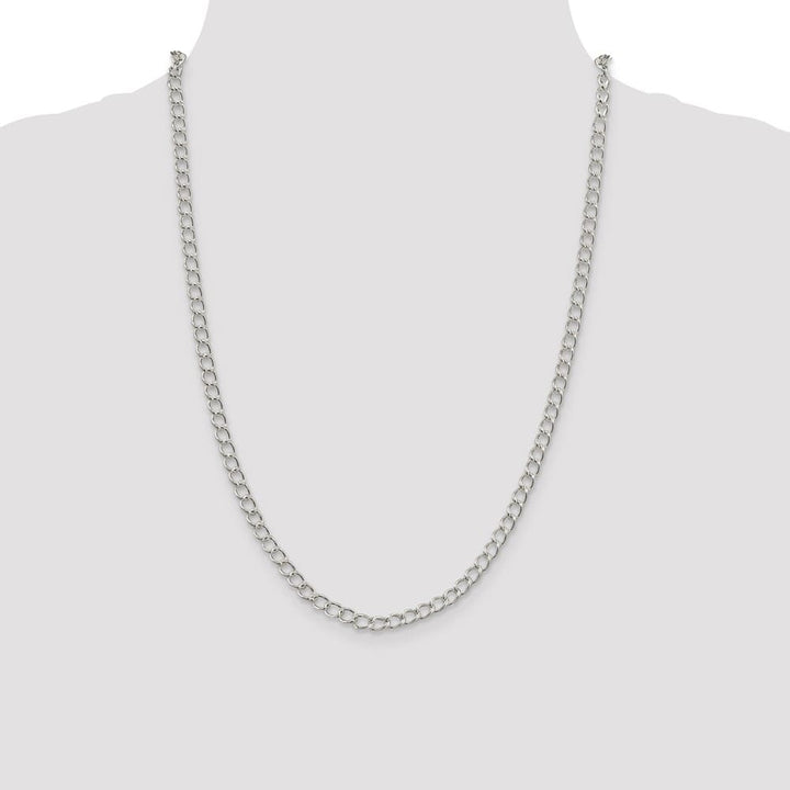 Sterling Silver 4.5mm Half round Wire Open Curb Chain Size 24