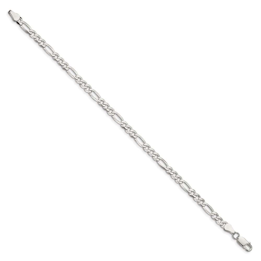 Sterling Silver 4.5mm Lightweight Flat Figaro Anklet