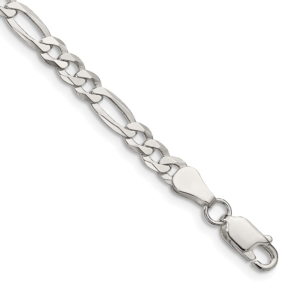 Sterling Silver 4.5mm Lightweight Flat Figaro Anklet — .925 sterling silver, 9 inches long, 4.5 mm wide, lobster clasp, 5.15 g