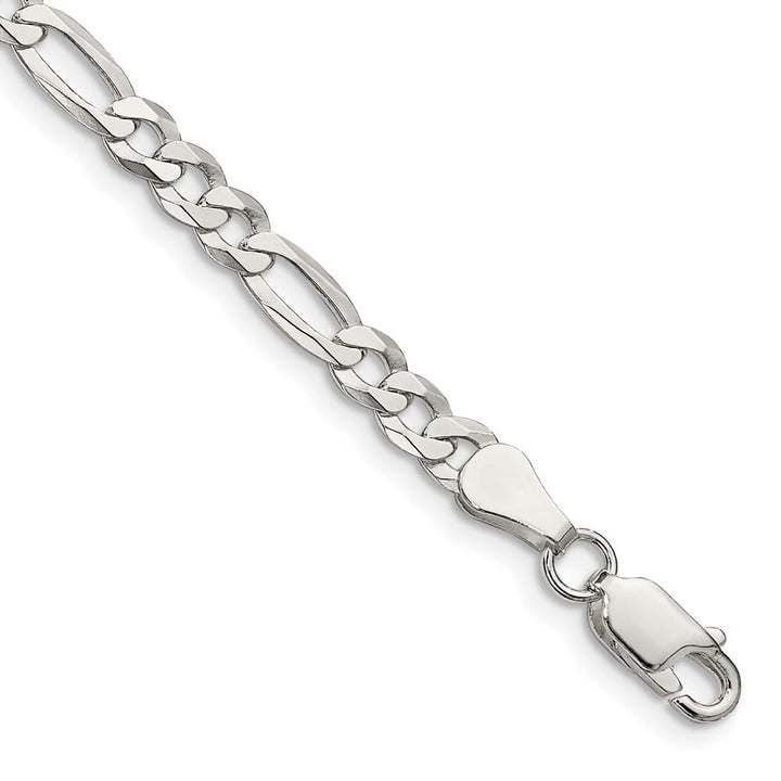 Sterling Silver 4.5mm Lightweight Flat Figaro Anklet — .925 sterling silver, 9 inches long, 4.5 mm wide, lobster clasp, 5.15 g
