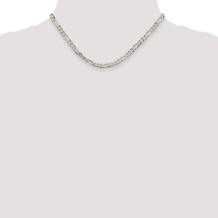 Sterling Silver 4.5mm Lightweight Flat Figaro Chain Size 16