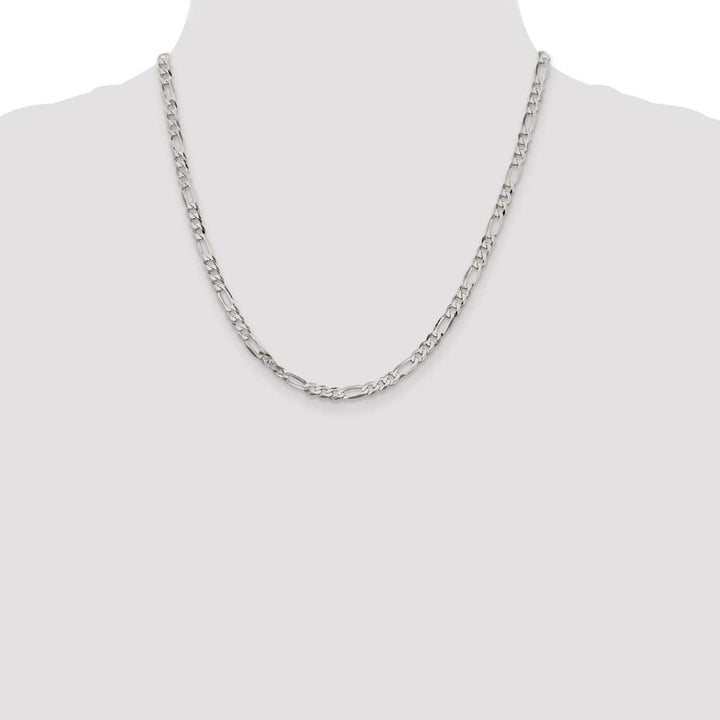Sterling Silver 4.5mm Lightweight Flat Figaro Chain Size 20