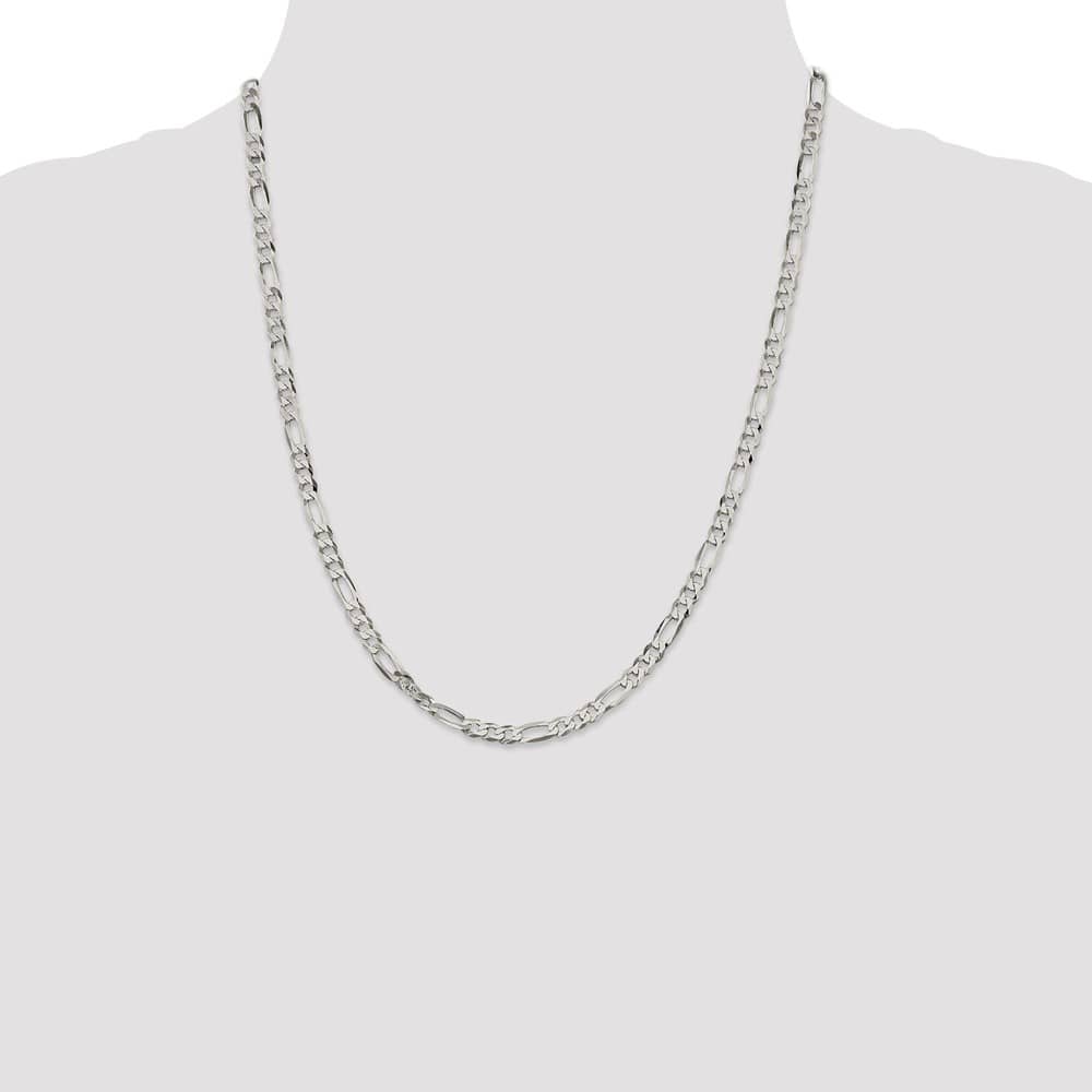 Sterling Silver 4.5mm Lightweight Flat Figaro Chain Size 22