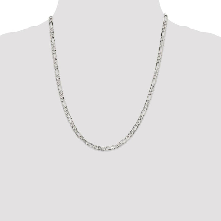 Sterling Silver 4.5mm Lightweight Flat Figaro Chain Size 22
