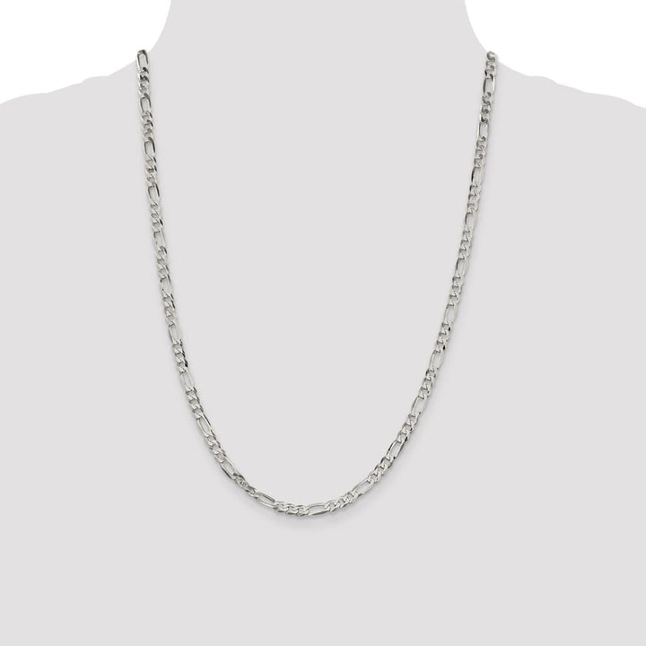 Sterling Silver 4.5mm Lightweight Flat Figaro Chain Size 24