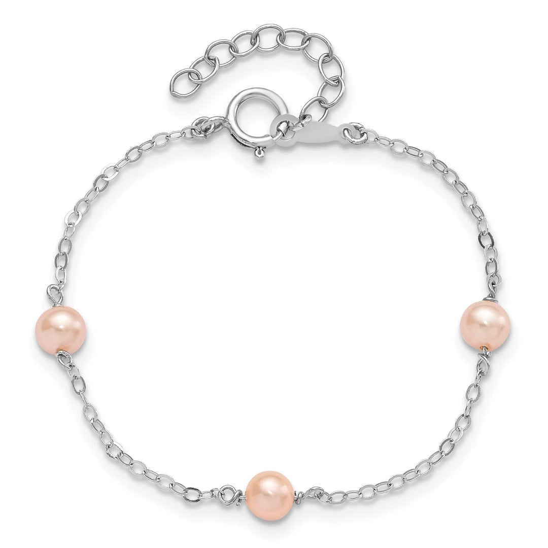 Sterling Silver 4-5mm Pink Freshwater Cultured Pearl Bracelet
